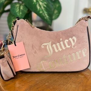 Juicy Couture Pink Velvet Shoulder Bag with mini bag